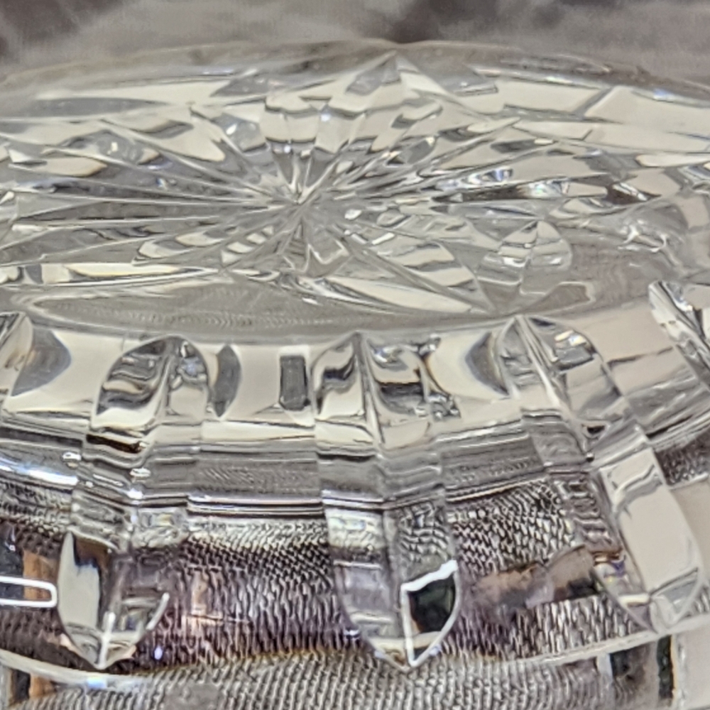 Waterford Crystal Star Pattern Pillar Candle Holder 4.5" Wide Round Domed Bottom - Picture 4 of 7